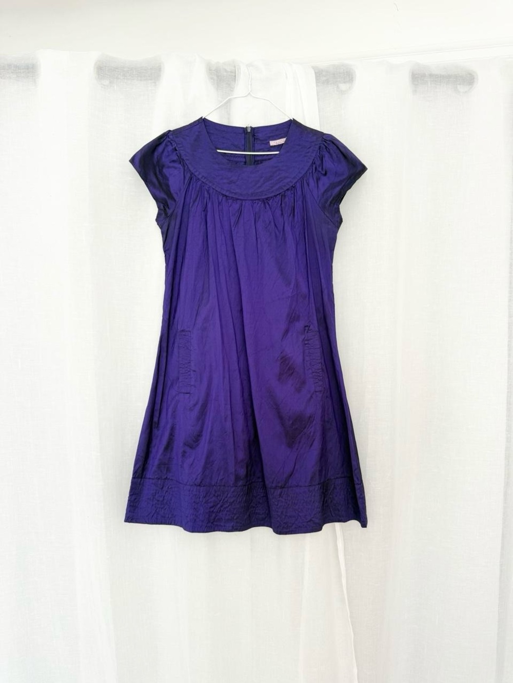 ♡ Y2K Purple Silk Pocket Mini Dress by Calypso Christiane Celle ♡